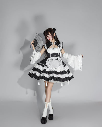 Chinese Cheongsam New Year Lolita Maid Outfit Cosplay Costume