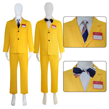 Beetle Juice Shrunken Head Bob Yellow Suit Halloween Cosplay Costumes