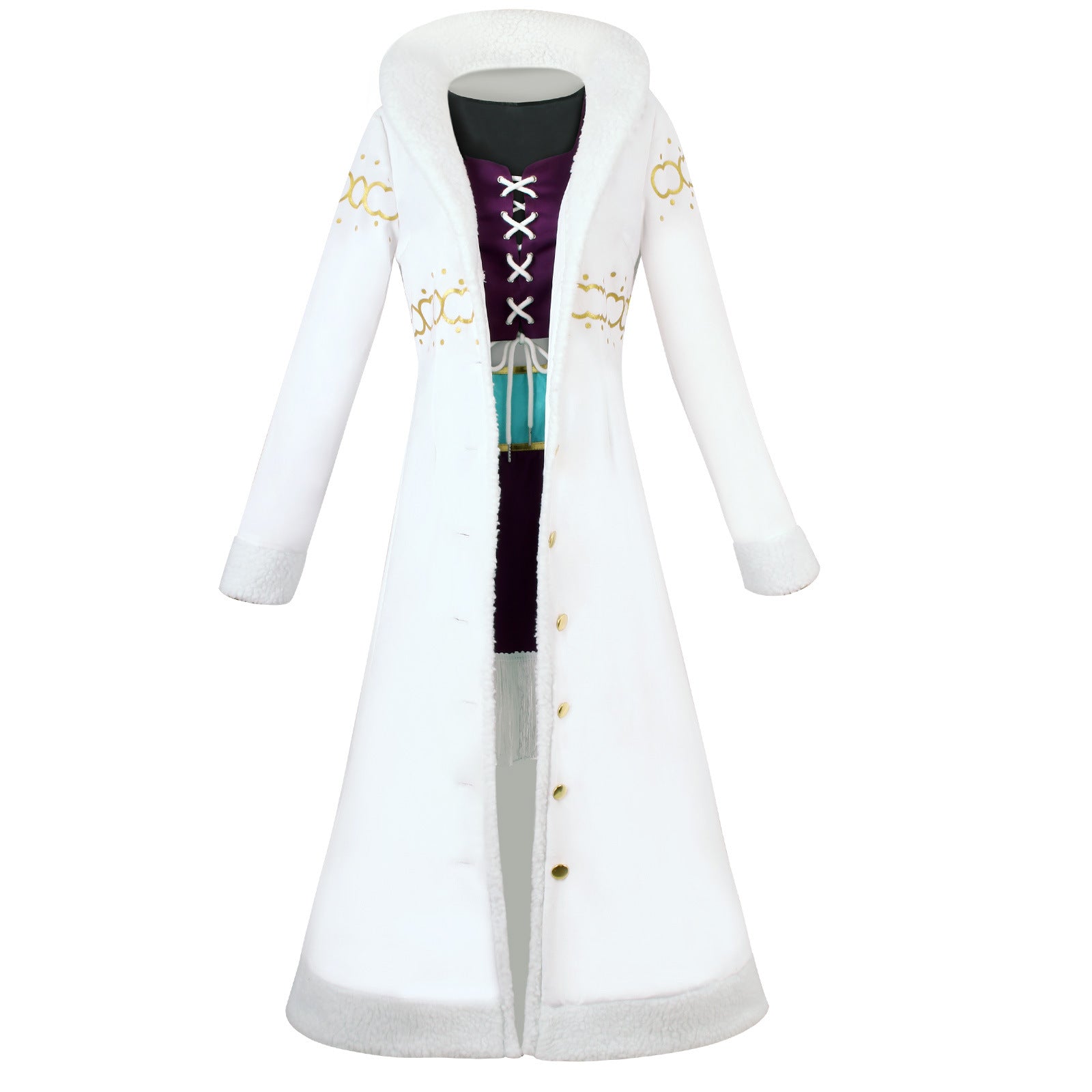 Anime Navigation Nico Robin Fur-collared Coat Cosplay Costumes