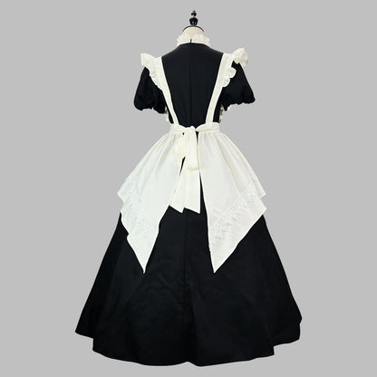 Gothic Black Long and Short Maid Outfit Halloween Cosplay Costume