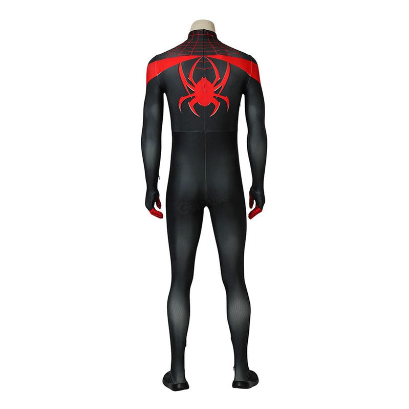 Spider-Man: Into the Spider-Verse Miles Morales Spiderman Elastic Force Jumpsuit Cosplay Costume with Free Headgear