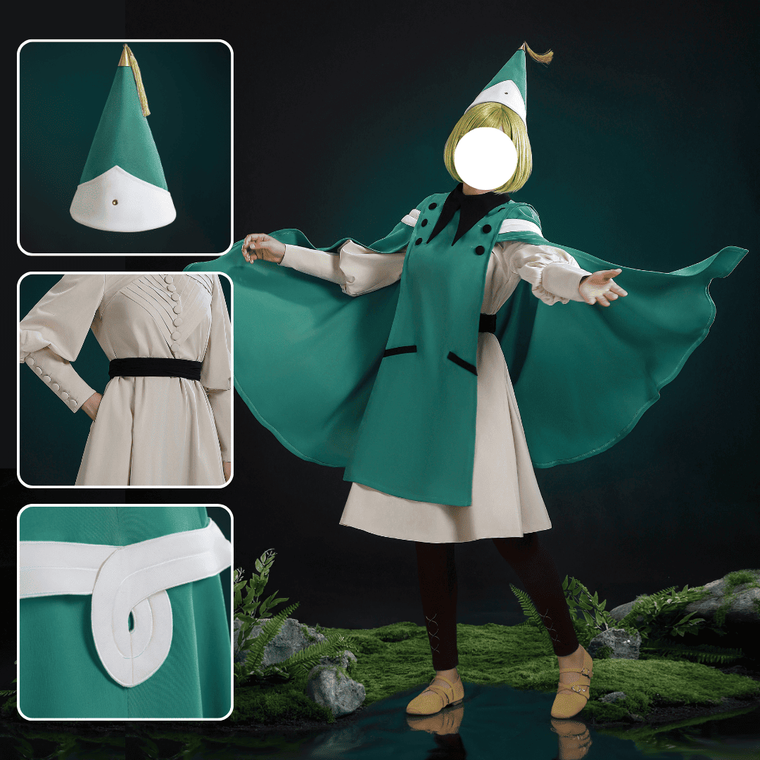 omgcos Anime Witch Hat Coco Green Cloak Cosplay Costume