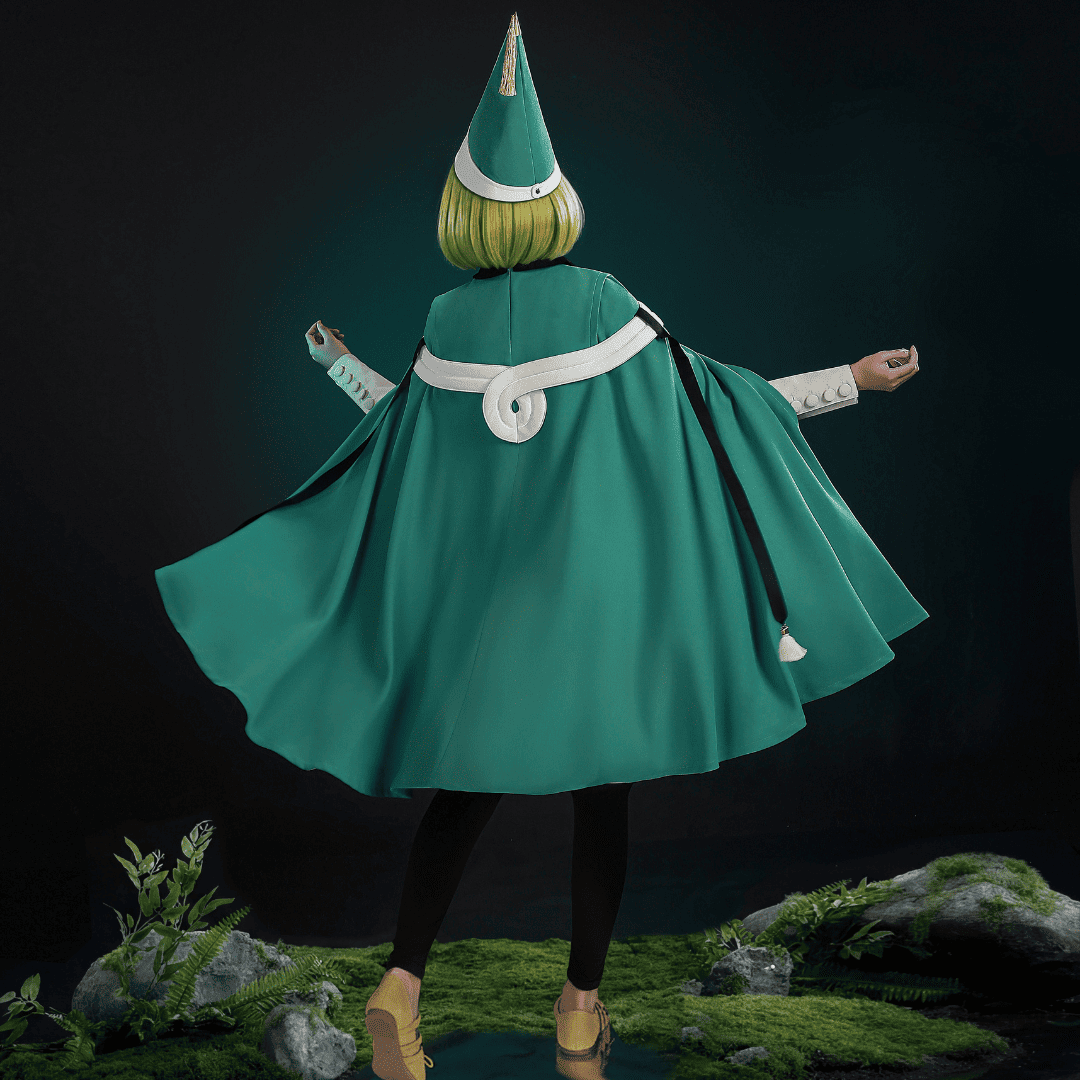 omgcos Anime Witch Hat Coco Green Cloak Cosplay Costume
