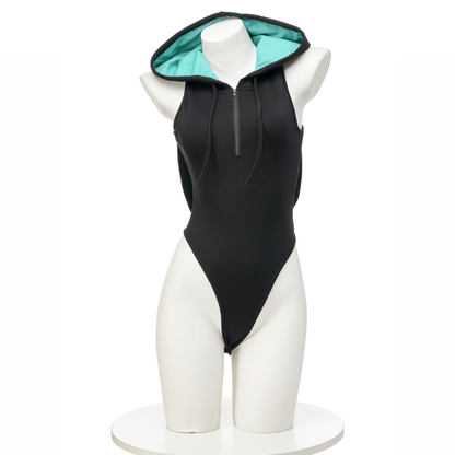 omgcos Black & Mint Green Hooded Bunny Bodysuit