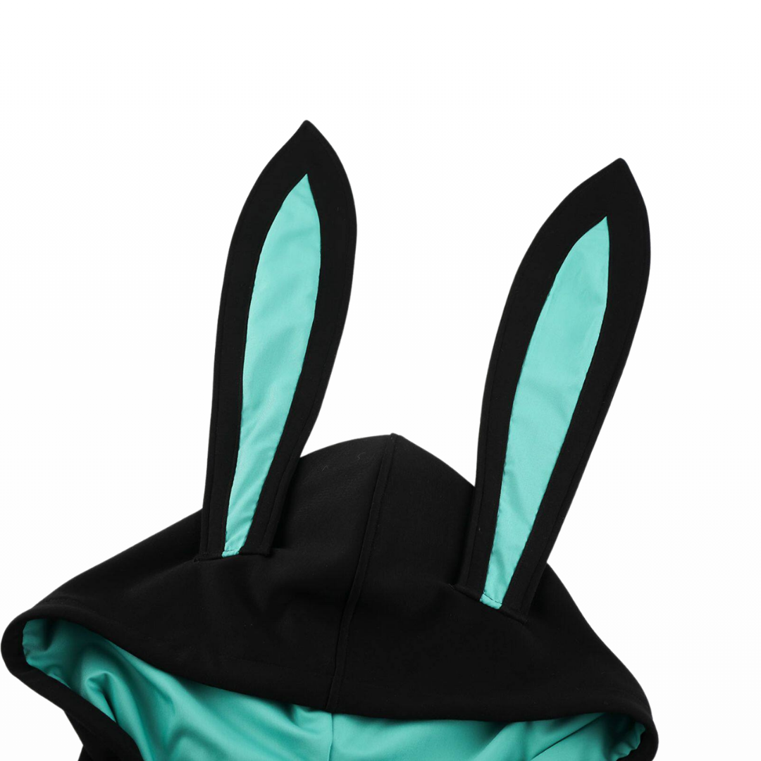 omgcos Black & Mint Green Hooded Bunny Bodysuit