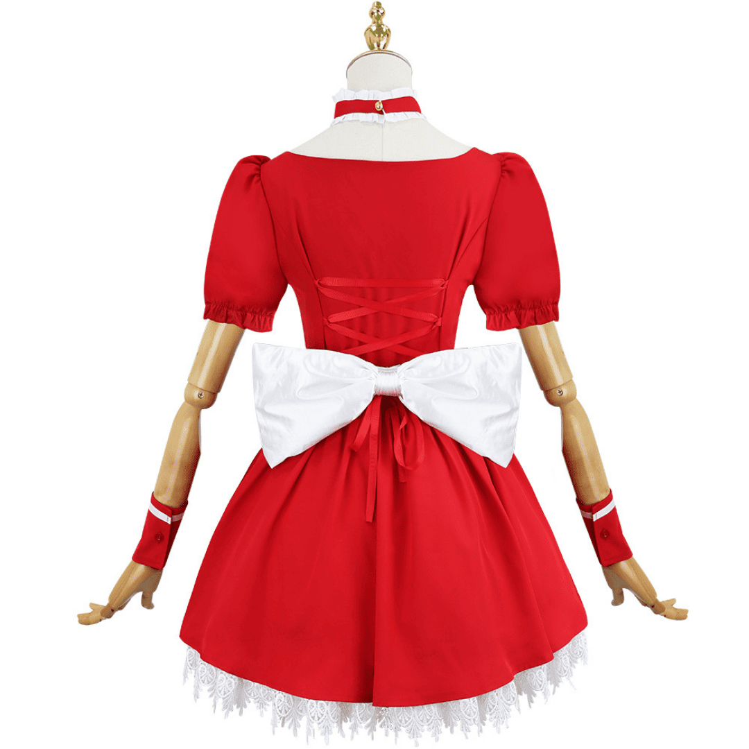 omgcos EVA Asuka Maid Cosplay Costume Red Maid Outfits