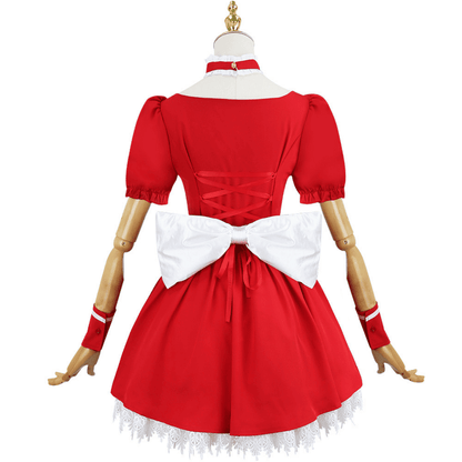 omgcos EVA Asuka Maid Cosplay Costume Red Maid Outfits