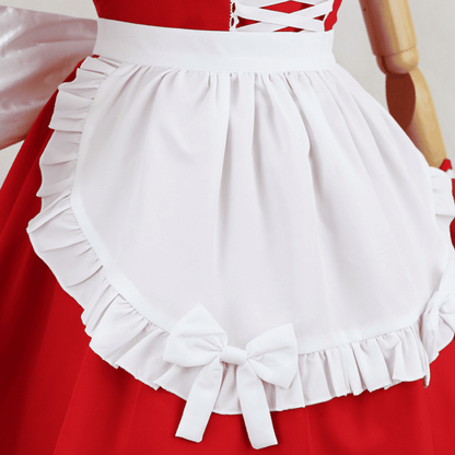 omgcos EVA Asuka Maid Cosplay Costume Red Maid Outfits