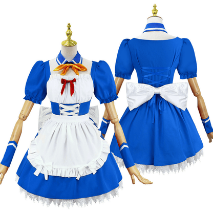 omgcos EVA Rei Maid Cosplay Costume Blue Maid Outfit