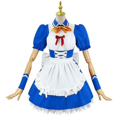 omgcos EVA Rei Maid Cosplay Costume Blue Maid Outfit