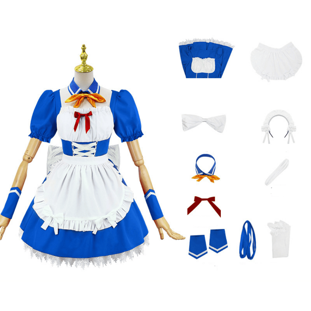 omgcos EVA Rei Maid Cosplay Costume Blue Maid Outfit