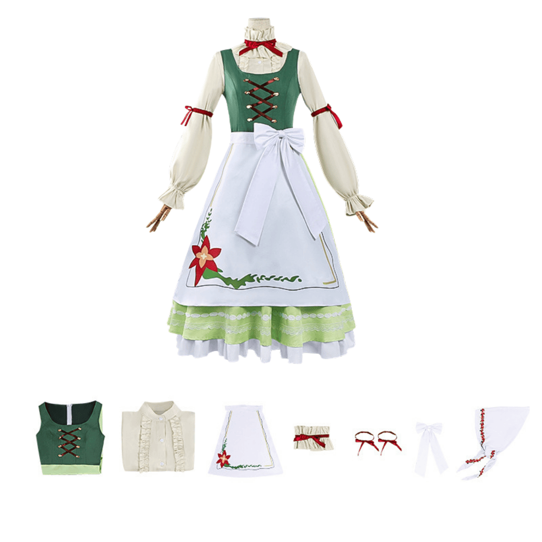 omgcos Fern Cosplay Costume Cottagecore Dress Frieren Cosplay Outfits