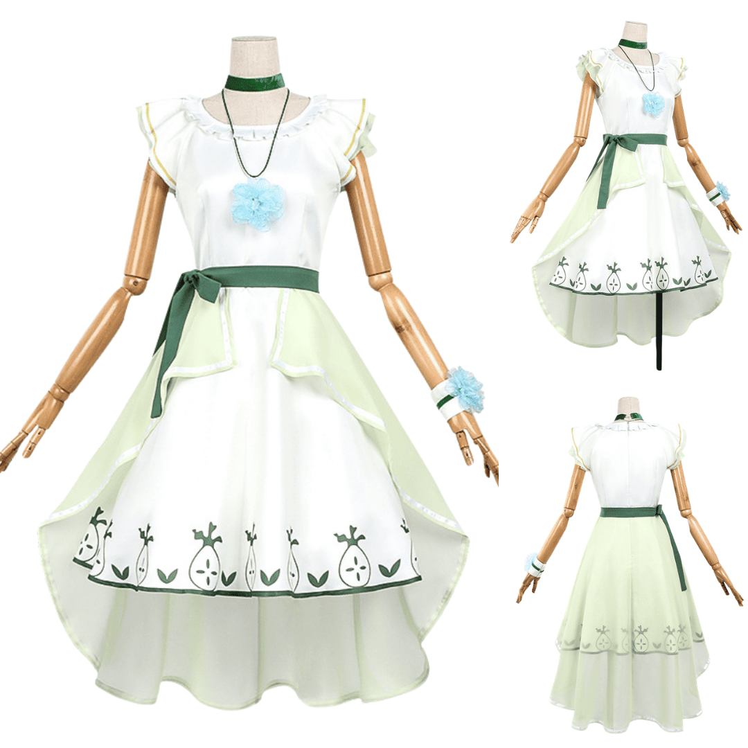 omgcos Frieren Cosplay Costume Cottagecore Dress Green Outfits