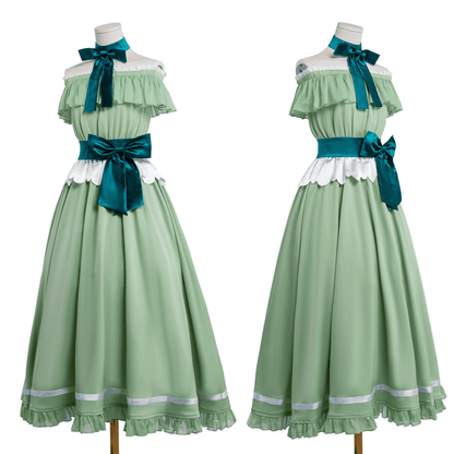 omgcos Friren Cosplay Costume Elf Green Long Formal Dress