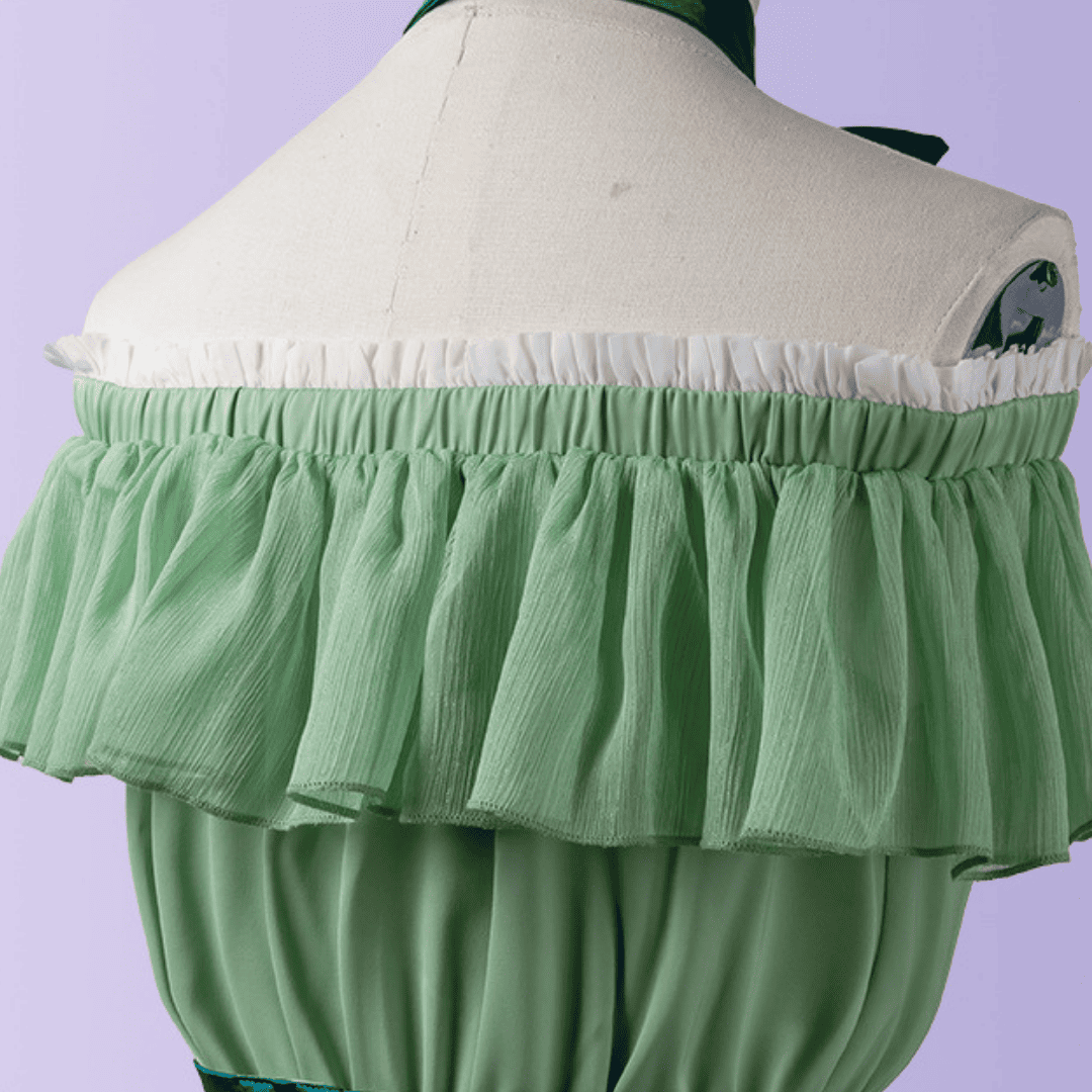 omgcos Friren Cosplay Costume Elf Green Long Formal Dress