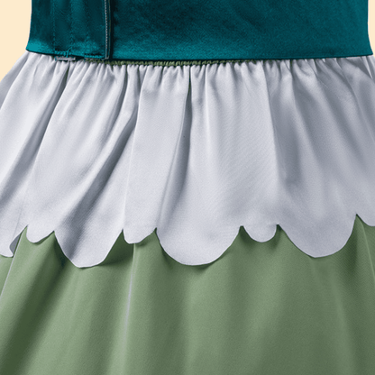 omgcos Friren Cosplay Costume Elf Green Long Formal Dress