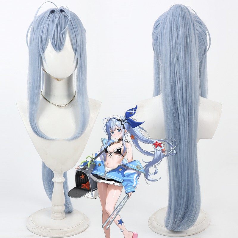 omgcos Goddess of Victory: Nikke Anchor Light Blue Ponytail Cosplay Wig