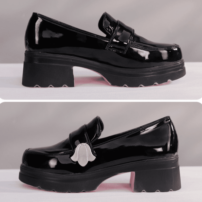 omgcos Honkai Star Rail Hyacine Black Leather Cosplay Shoes Pink Sole