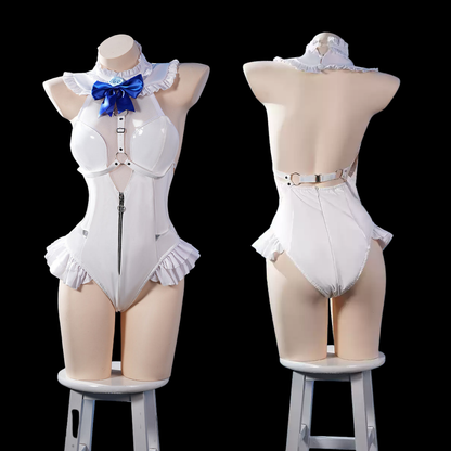omgcos Marie Gothic Lolita Faux Leather Bodysuit Set Sexy Cosplay Costume