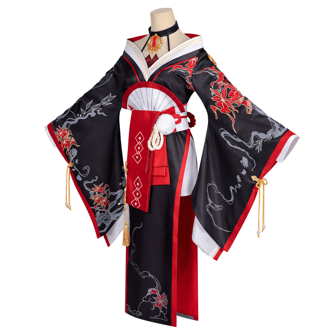 omgcos NTE Hotori Black Red Kimono Cosplay Costume