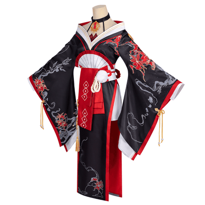 omgcos NTE Hotori Black Red Kimono Cosplay Costume