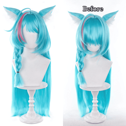 omgcos NTE Mint Green Long Cosplay Wig with Ears