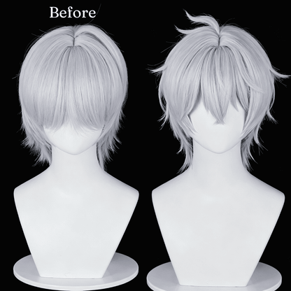 omgcos NTE Zero Male Short White Cosplay Wigs