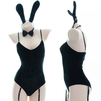 omgcos Sexy Black Velvet Bunny Girl Costume