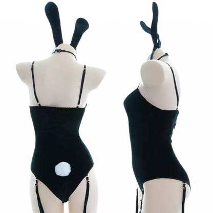 omgcos Sexy Black Velvet Bunny Girl Costume