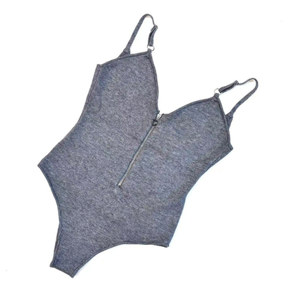 omgcos Sexy Cozy Heather Grey Cat-Ear Hooded Bodysuit Set