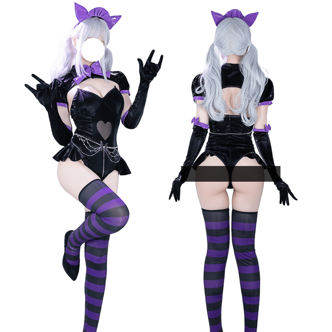 omgcos Sexy Gothic Heart Cut-out Cat Cosplay Costume
