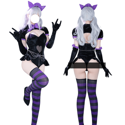 omgcos Sexy Gothic Heart Cut-out Cat Cosplay Costume