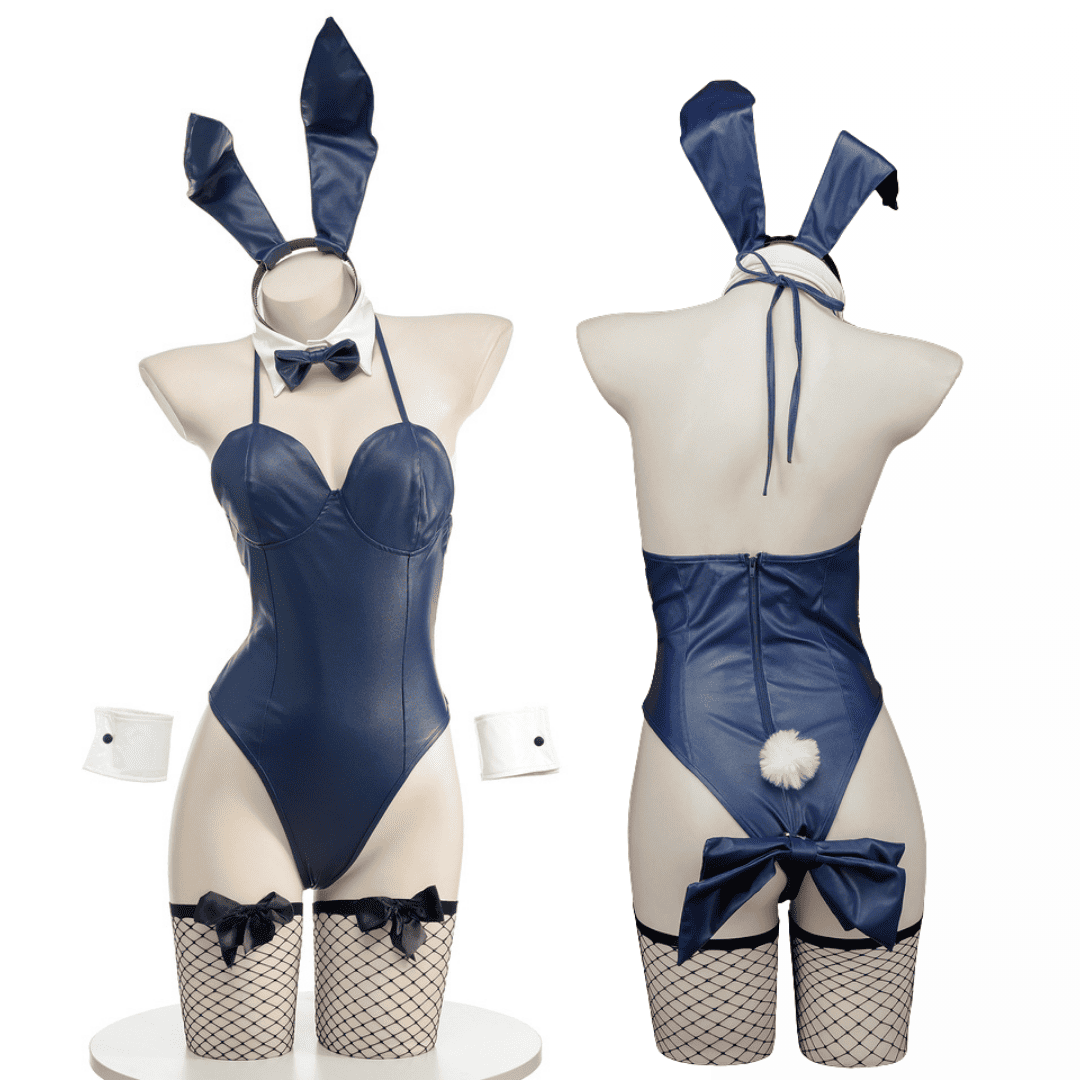 omgcos Sexy Matte Navy Blue Bunny Girl Costume