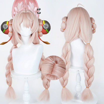 omgcos Zenless Zone Zero Zhao Pink 85cm Double Braided Cosplay Wig