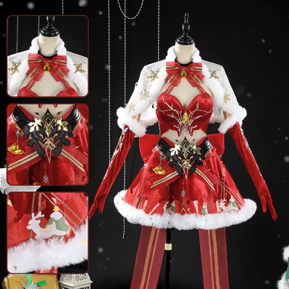 omgcos Christmas Warrior Cosplay Costume Festive Battle Dress