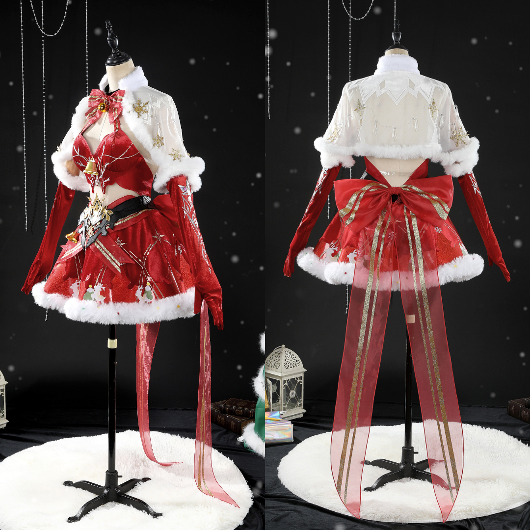 omgcos Christmas Warrior Cosplay Costume Festive Battle Dress