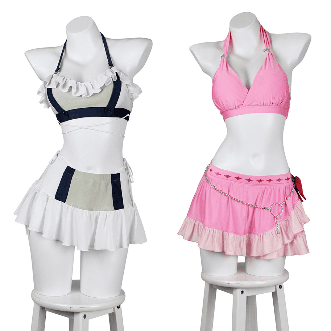 omgcos Fantasy Swimsuit FF7 White Pink Cosplay Costume