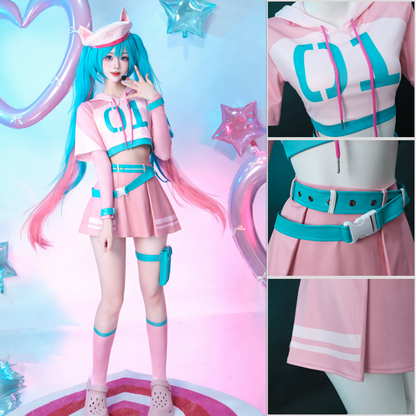 omgcos Fortnite Neko Singer Pink Skirt Cosplay Costume