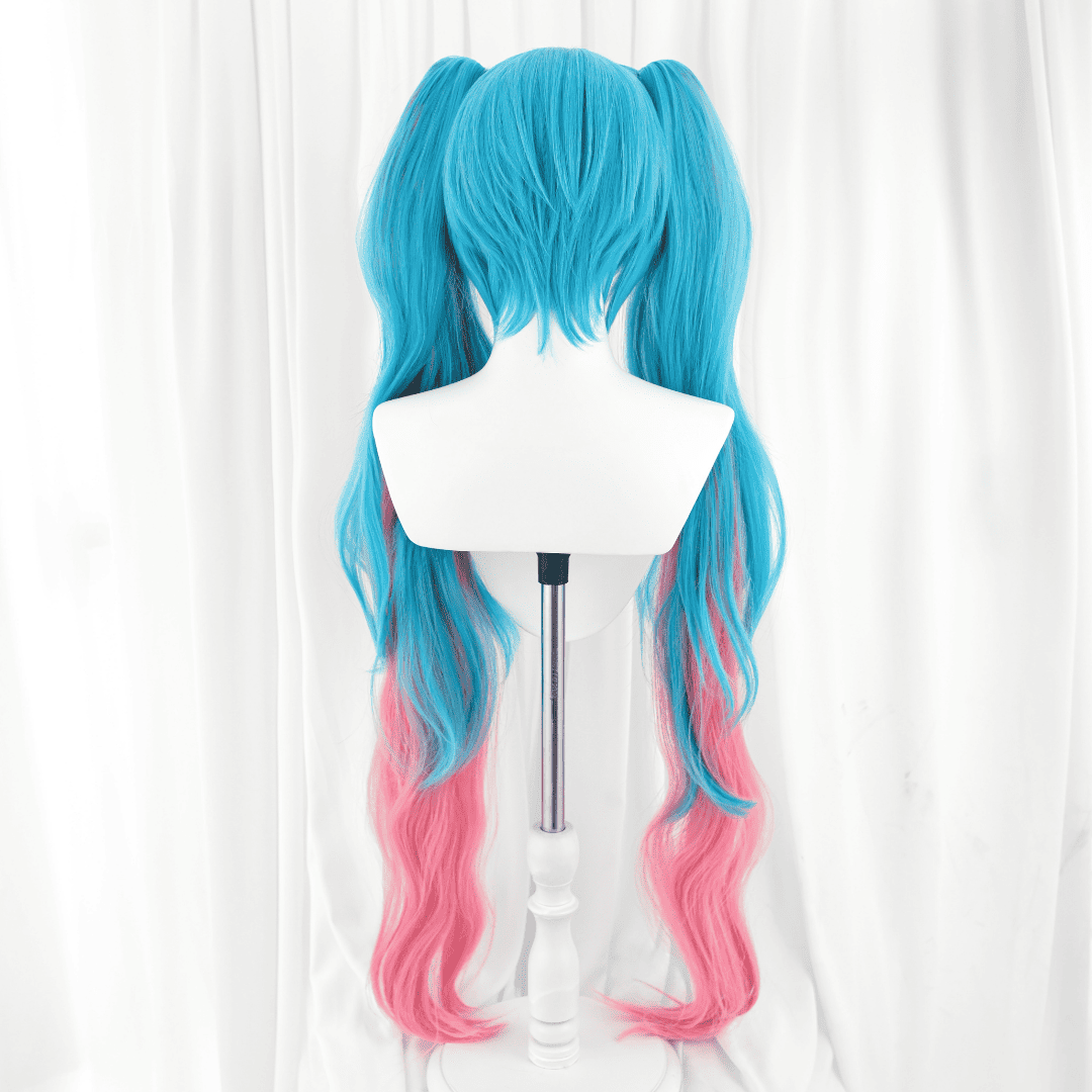 omgcos Fortnite Singer Pink Mix Blue Cosplay Wig