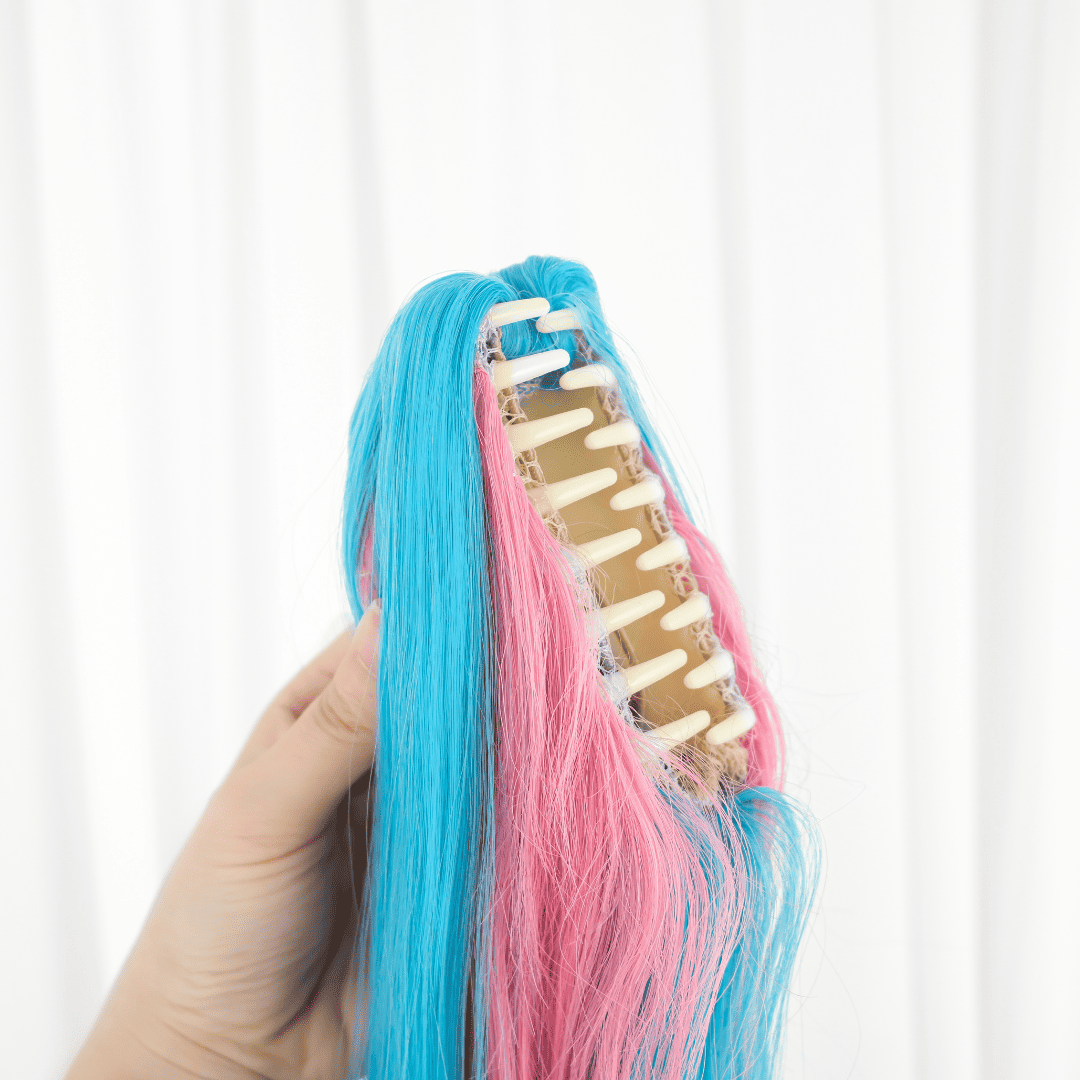 omgcos Fortnite Singer Pink Mix Blue Cosplay Wig
