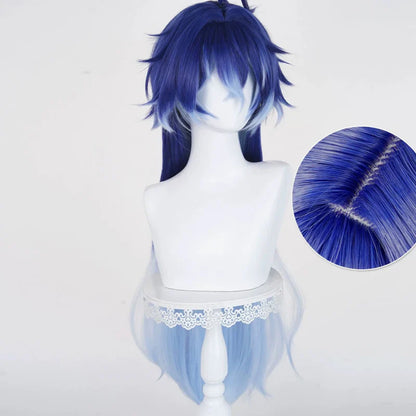 omgcos Genshin Impact Flins Blue Gradient 85cm Halloween Cosplay Wig