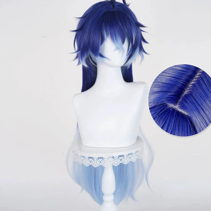 omgcos Genshin Impact Flins Blue Gradient 85cm Halloween Cosplay Wig