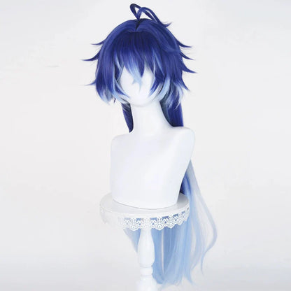 omgcos Genshin Impact Flins Blue Gradient 85cm Halloween Cosplay Wig