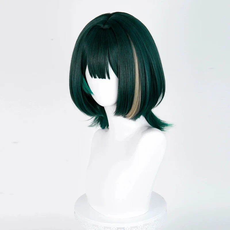 omgcos Genshin Impact Nefer Dark Green 36cm Halloween Cosplay Wig