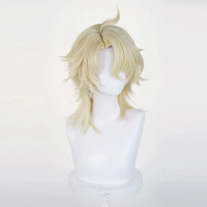 omgcos Genshin Impact Varka Gold 35cm Halloween Cosplay Wig