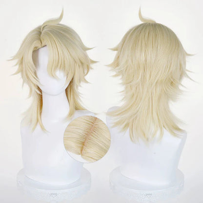omgcos Genshin Impact Varka Gold 35cm Halloween Cosplay Wig