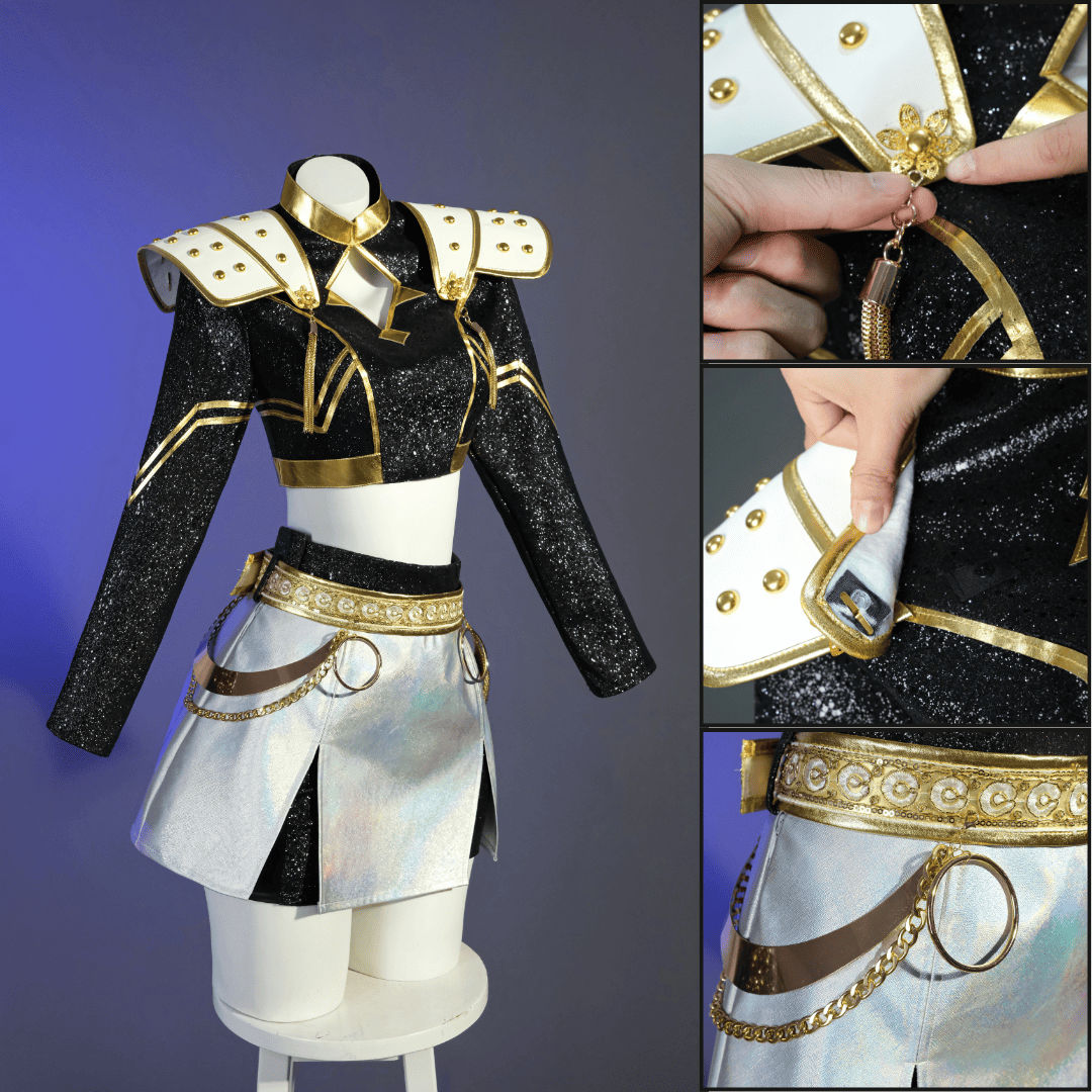Last Batch omgcos Kpop Girl Zoey Golden Black Set Cosplay Costume