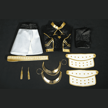 Last Batch omgcos Kpop Girl Zoey Golden Black Set Cosplay Costume