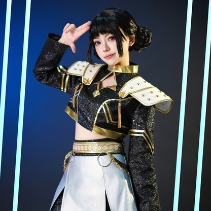 Last Batch omgcos Kpop Girl Zoey Golden Black Set Cosplay Costume