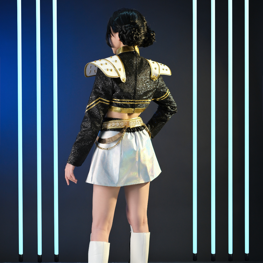 Last Batch omgcos Kpop Girl Zoey Golden Black Set Cosplay Costume